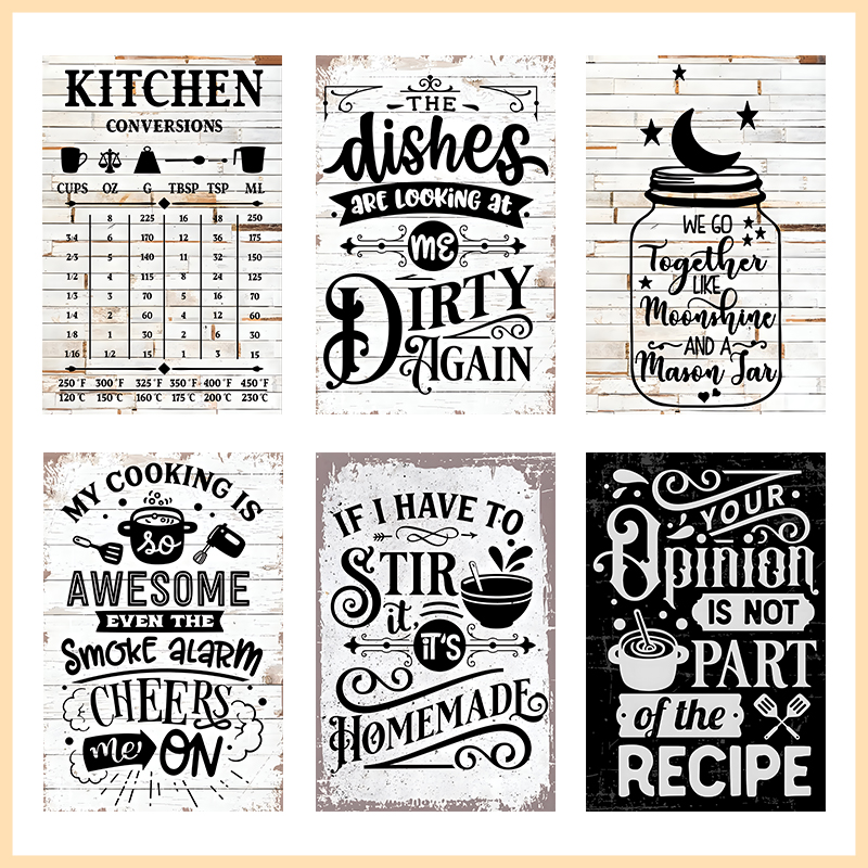 Home Cooking Quotes - Targa in Metallo Vintage con Citazioni